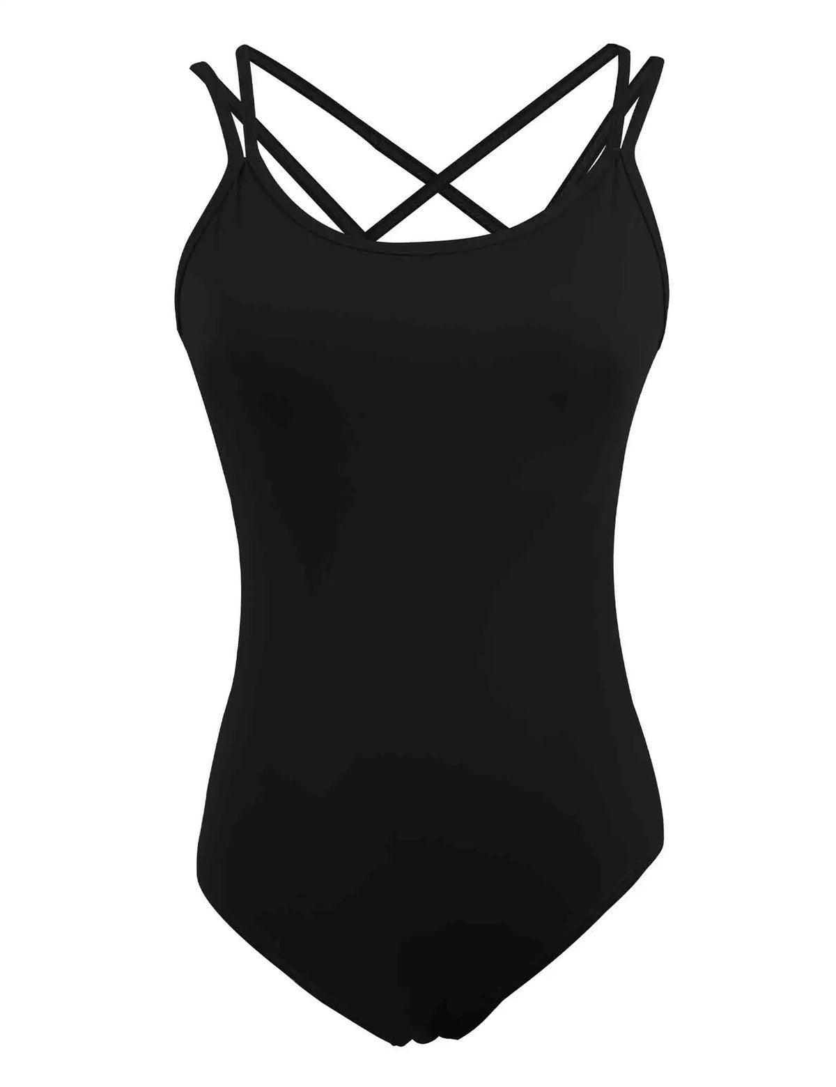 Women's Double Strap Ballet Leotard with Crossed Back and Camisole Neckline