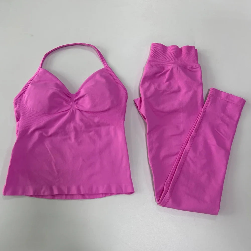 Women's Thin Strap Tank And Leggings Yoga Set