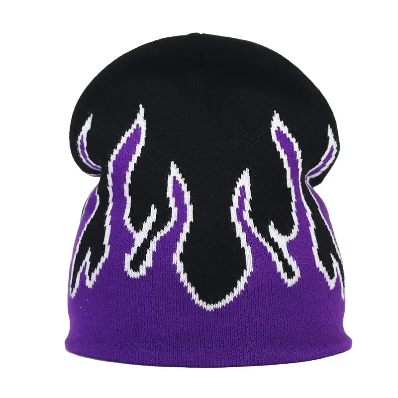 Graphic Knit Beanie with Letter and Pattern Style Options