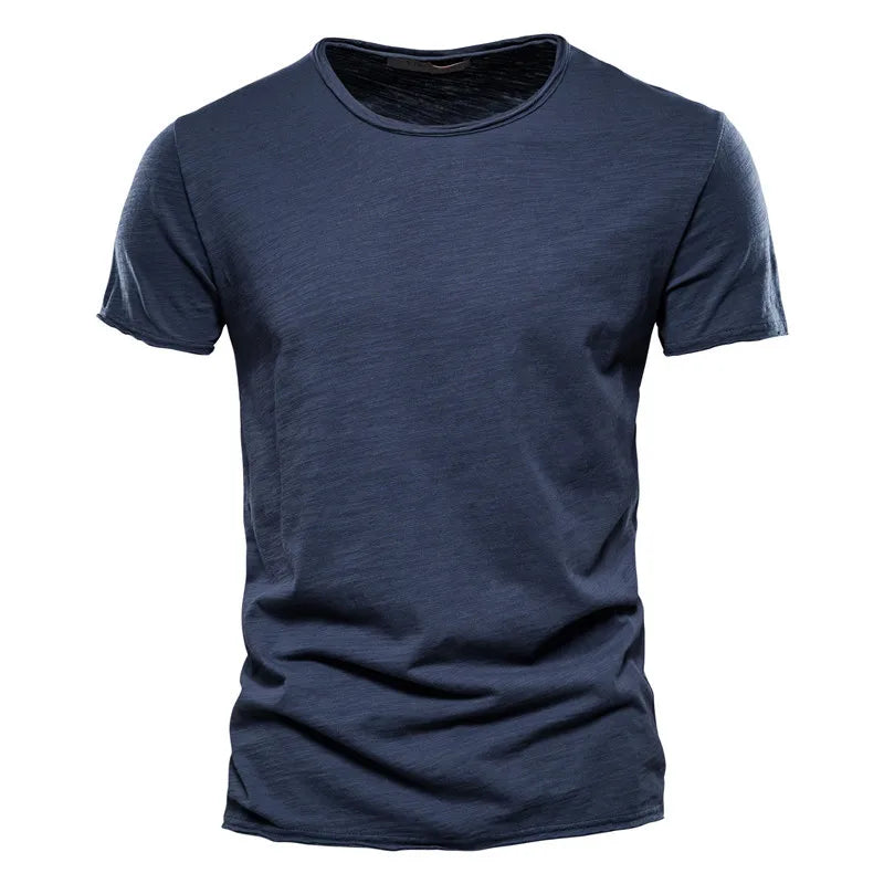 Men’s Cotton Knit Crew-Neck T-Shirt with Short Sleeves