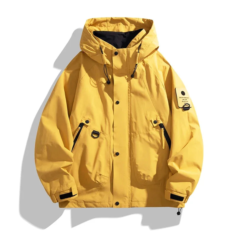 Hooded Zip-Front Hiking Jacket with Pockets