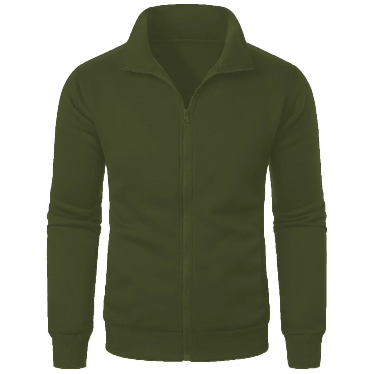 Men's Solid Stand-Collar Zip-Front Jacket