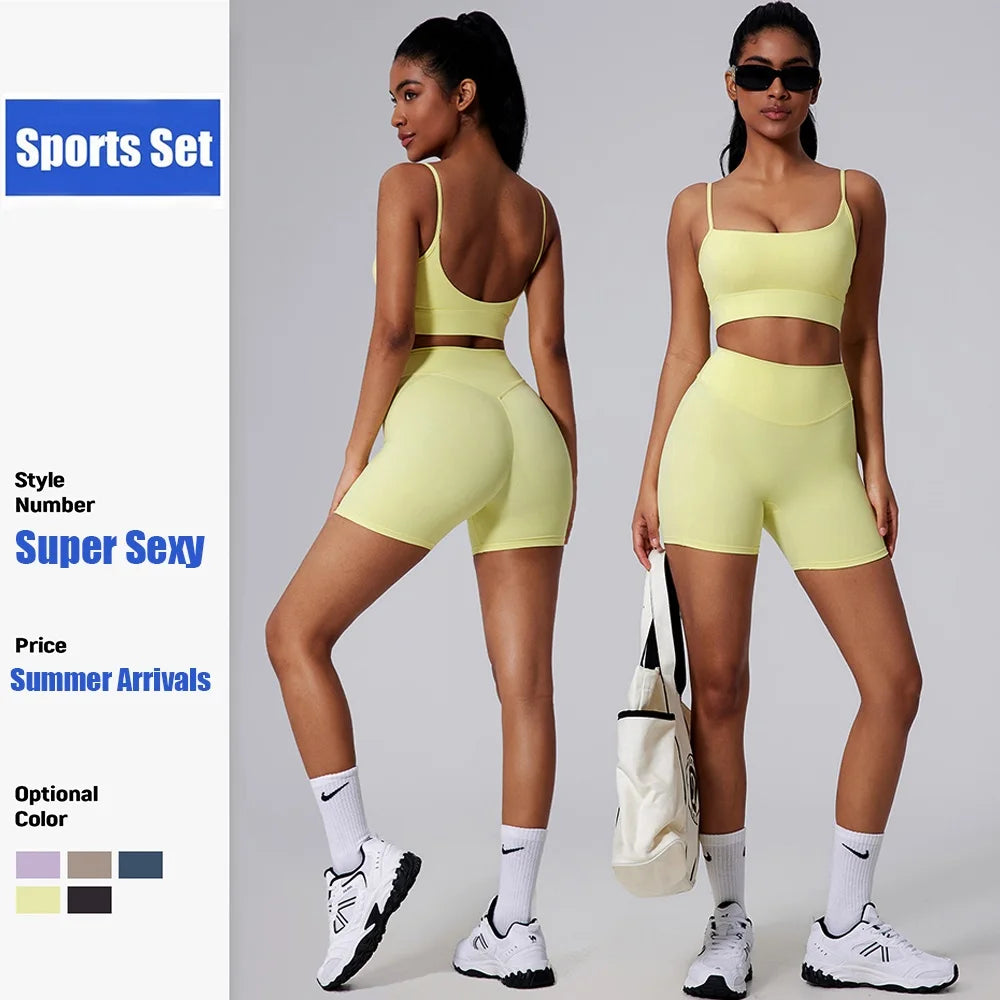 Women's Sports Bra and Shorts Workout Set
