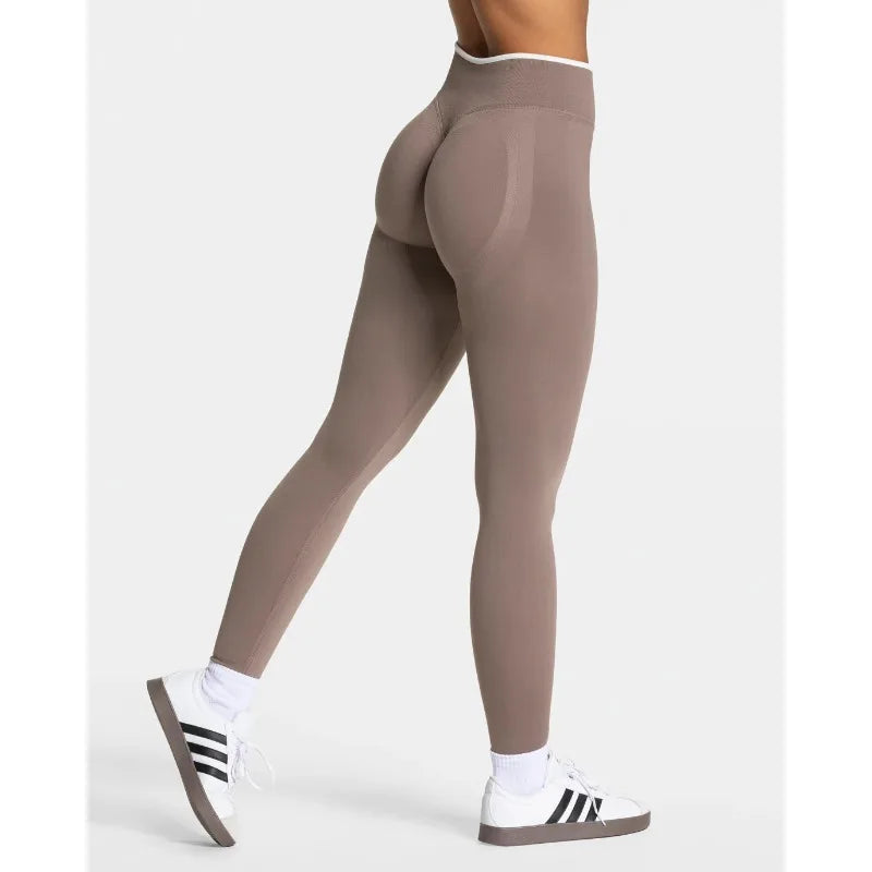 Women's High-Waist Contrast-Trim Stretch Ankle-Length Yoga Leggings