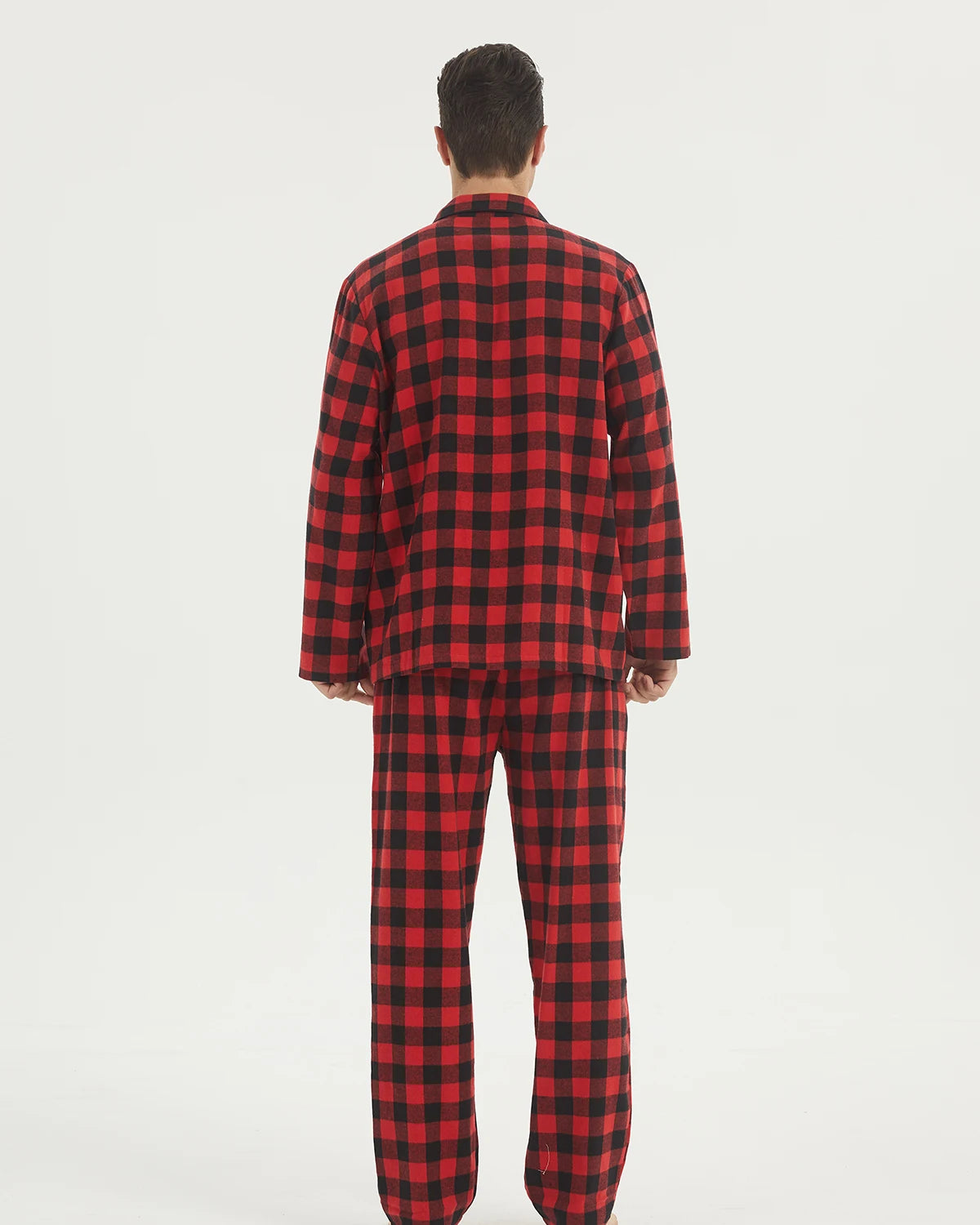 Men's Plaid Button Front Long Sleeve Shirt and Pants Pajama Set
