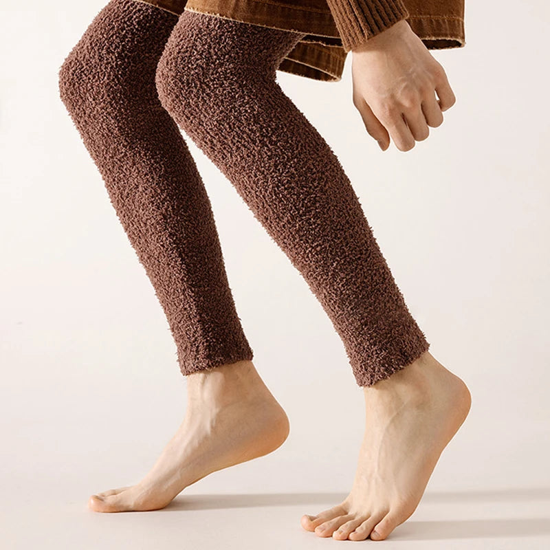 Solid Plush Leg Warmers with Long Footless Shape