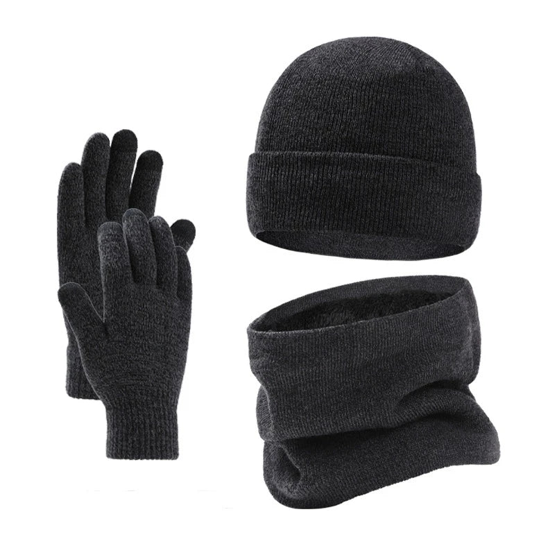 Knitted Beanie Hat Scarf and Gloves Set for Adult Winter Wear