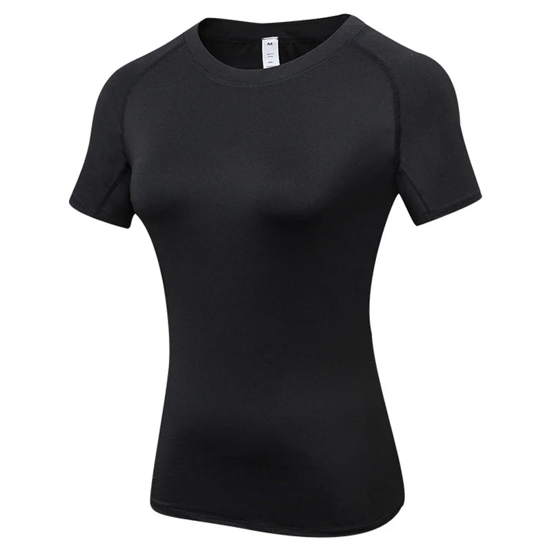 Women's Crew Neck Fitted Short Sleeve T-shirt For Workout Outfits