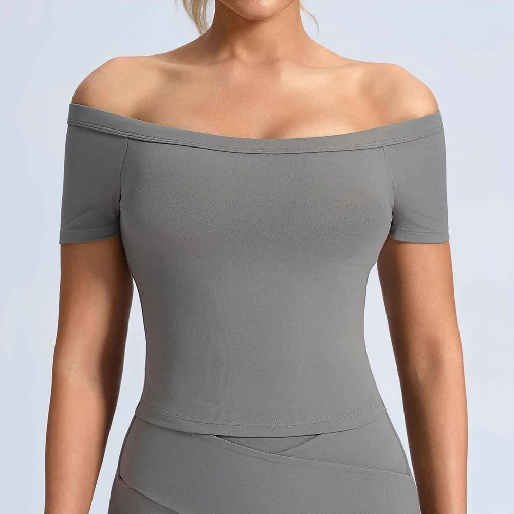 Women's Off-Shoulder Top and Shorts Workout Set