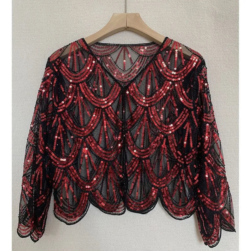 Scalloped Sequin Capelet for Layering over Dresses and Tops