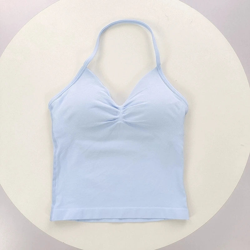 Women's Ruched Halter Neck Sports Bra