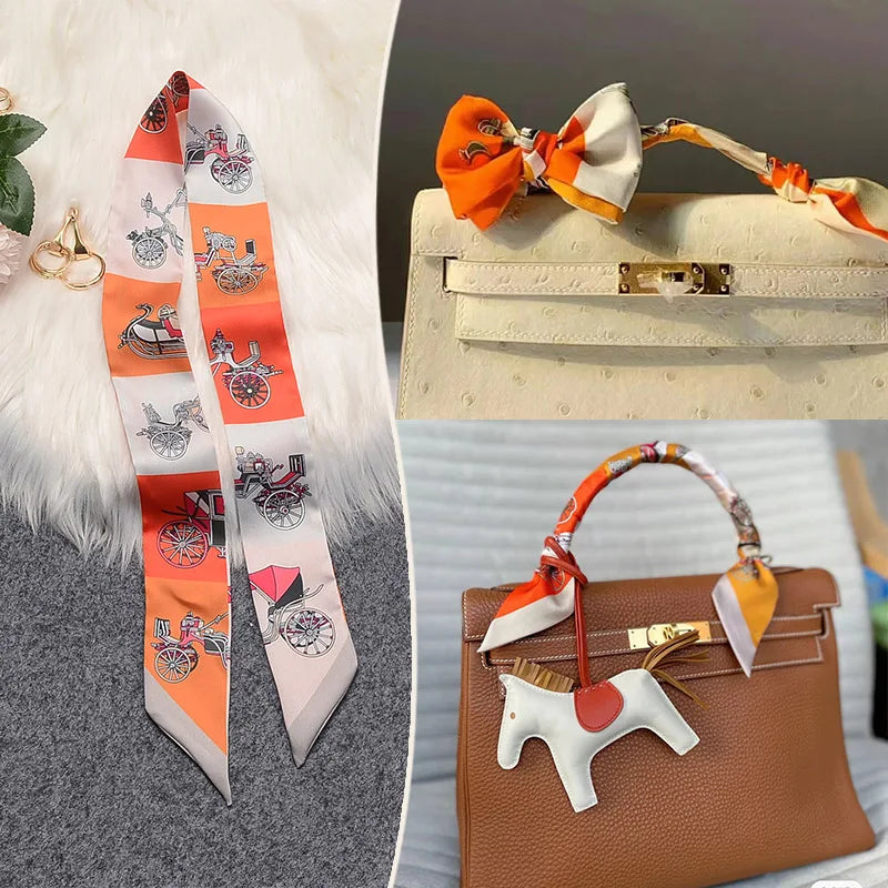 Printed Skinny Scarf for Neck and Bag Handle Styling