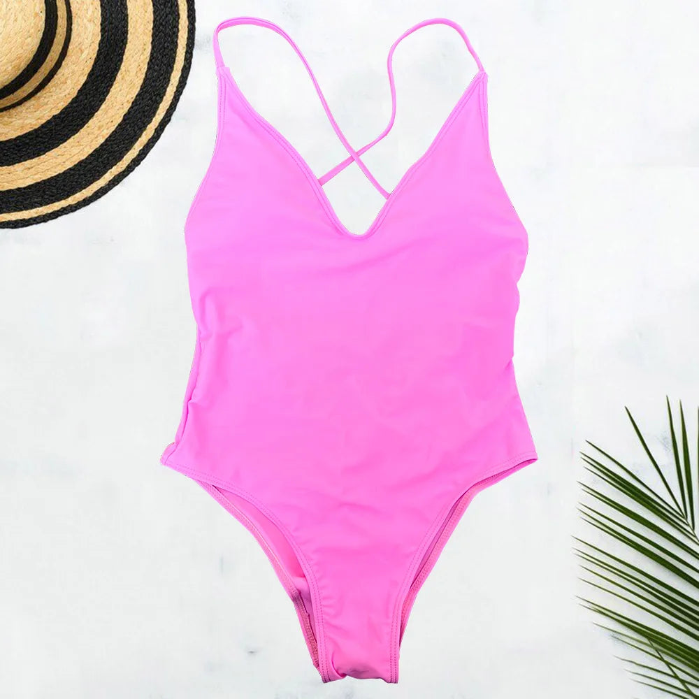 Plus Size Solid One-Piece Swimsuit