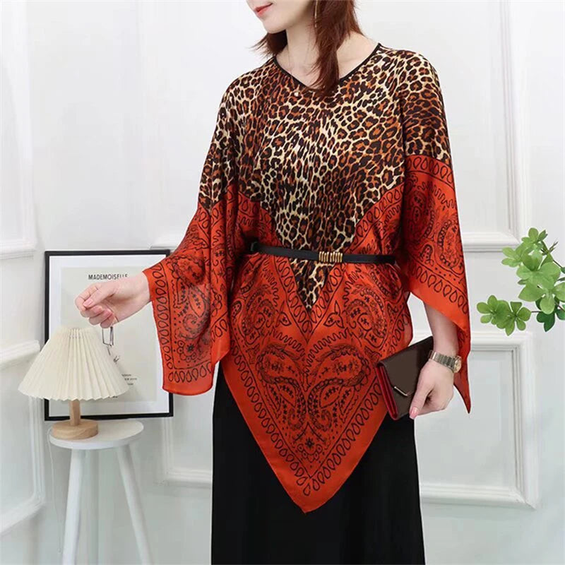 Printed Sheer Beach Poncho for Layering over Outfits