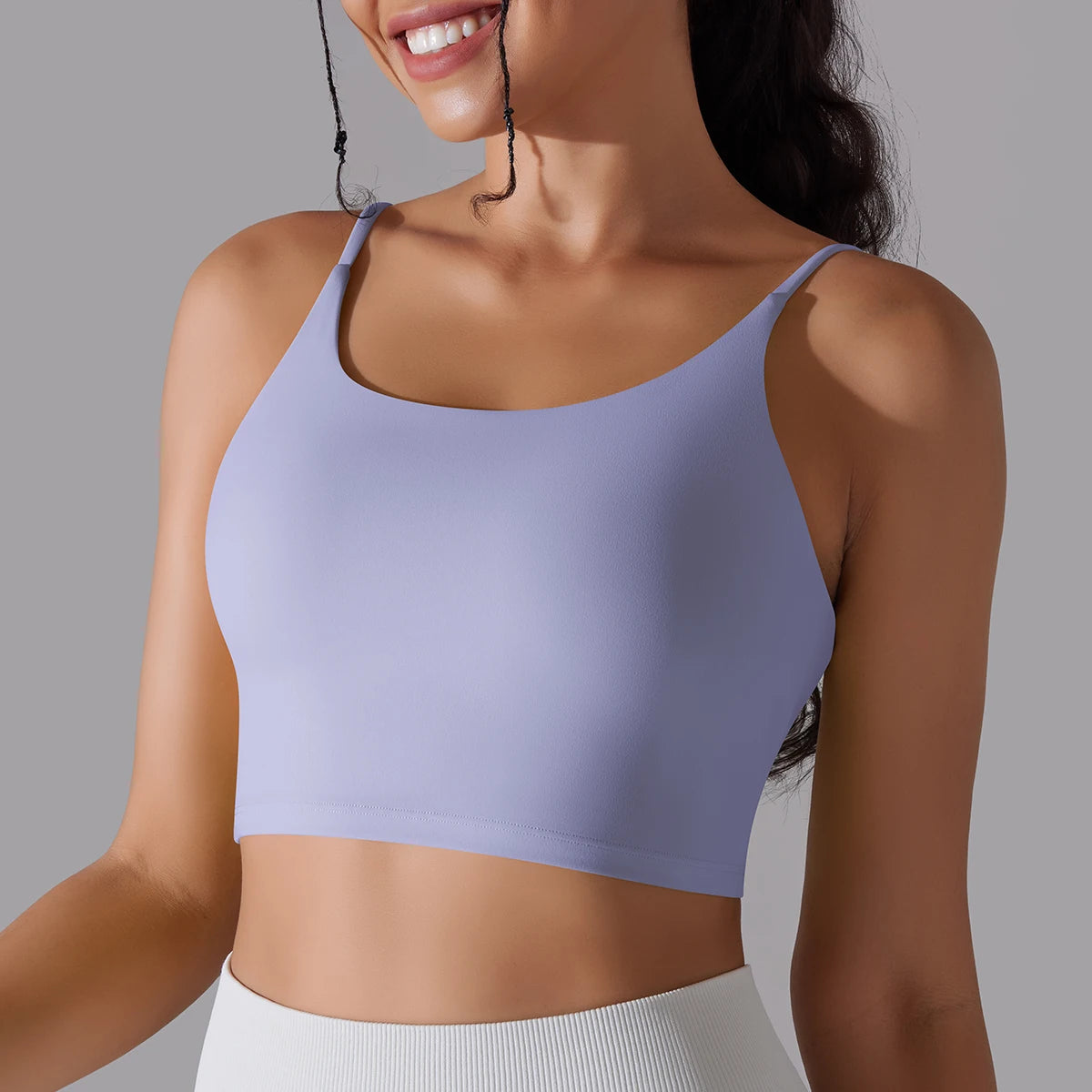 Women's Nylon Blend Sports Bra with Double Back Straps and Padding
