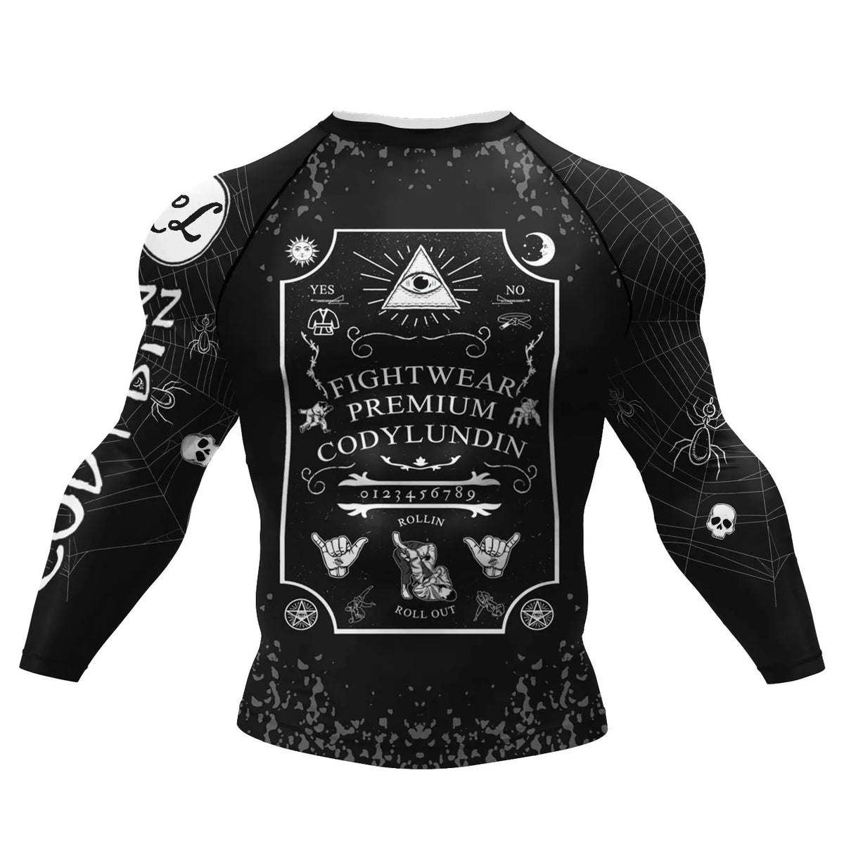 Graphic Long Sleeve Fitted Rash Guard for Training Wear