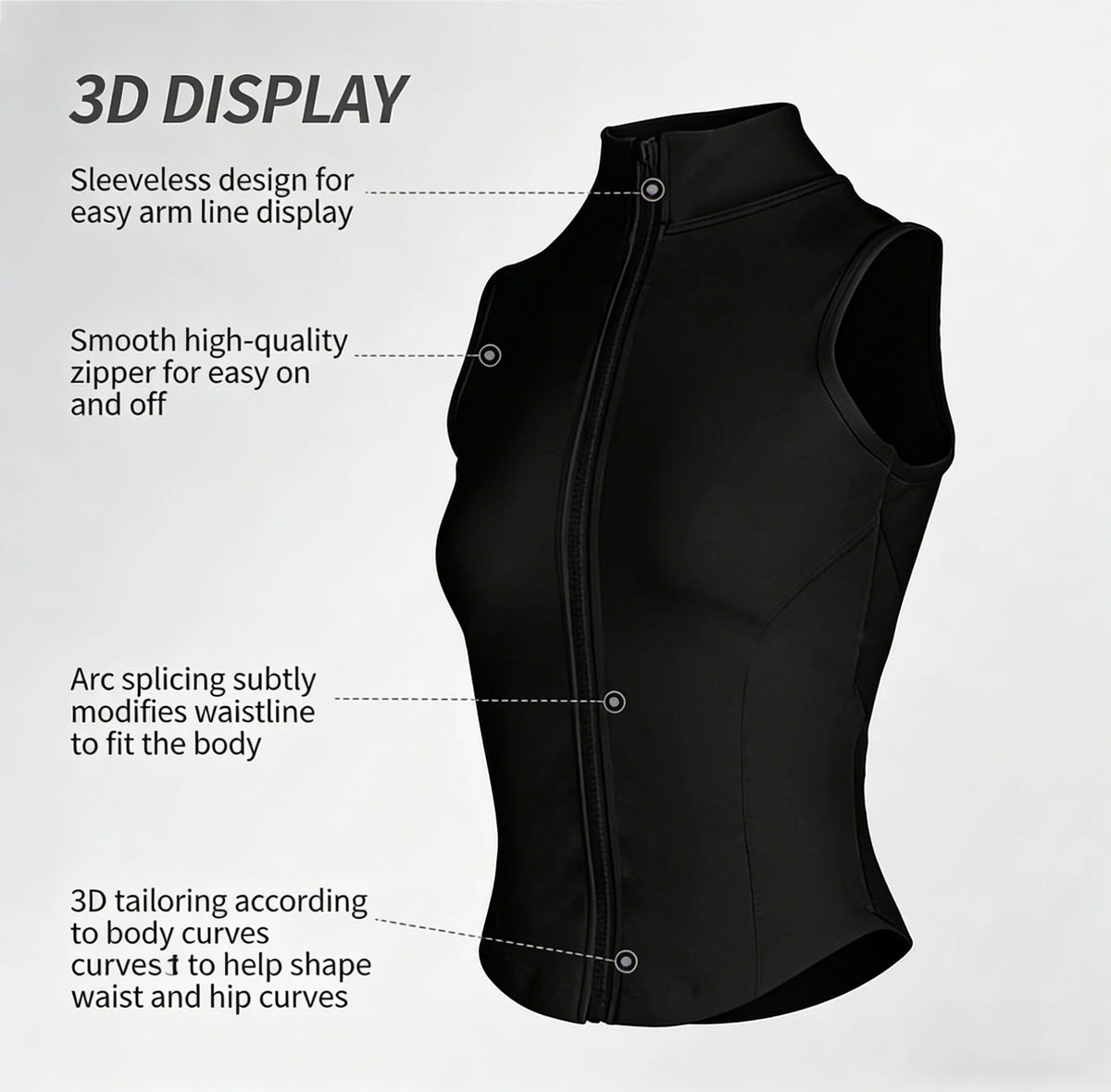 Sleeveless Full Zip Fitted Training Vest for Yoga Wear