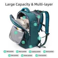 Large Women Travel Backpack 17 Inch Laptop USB Airplane Business Shoulder Bag Girls Nylon Students Schoolbag Luggage Pack