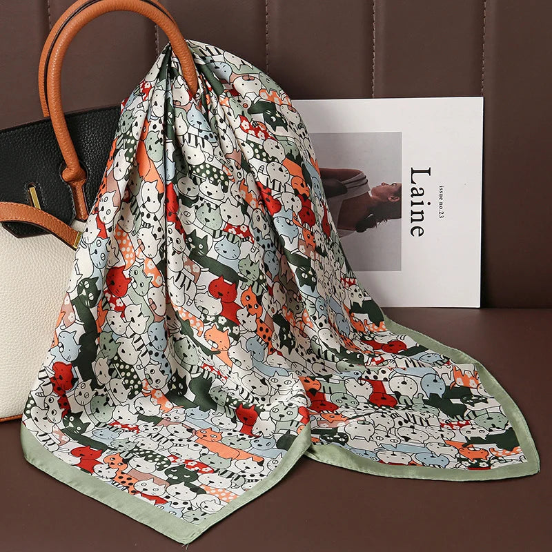 Printed Square Scarf with Floral and Graphic Pattern Options