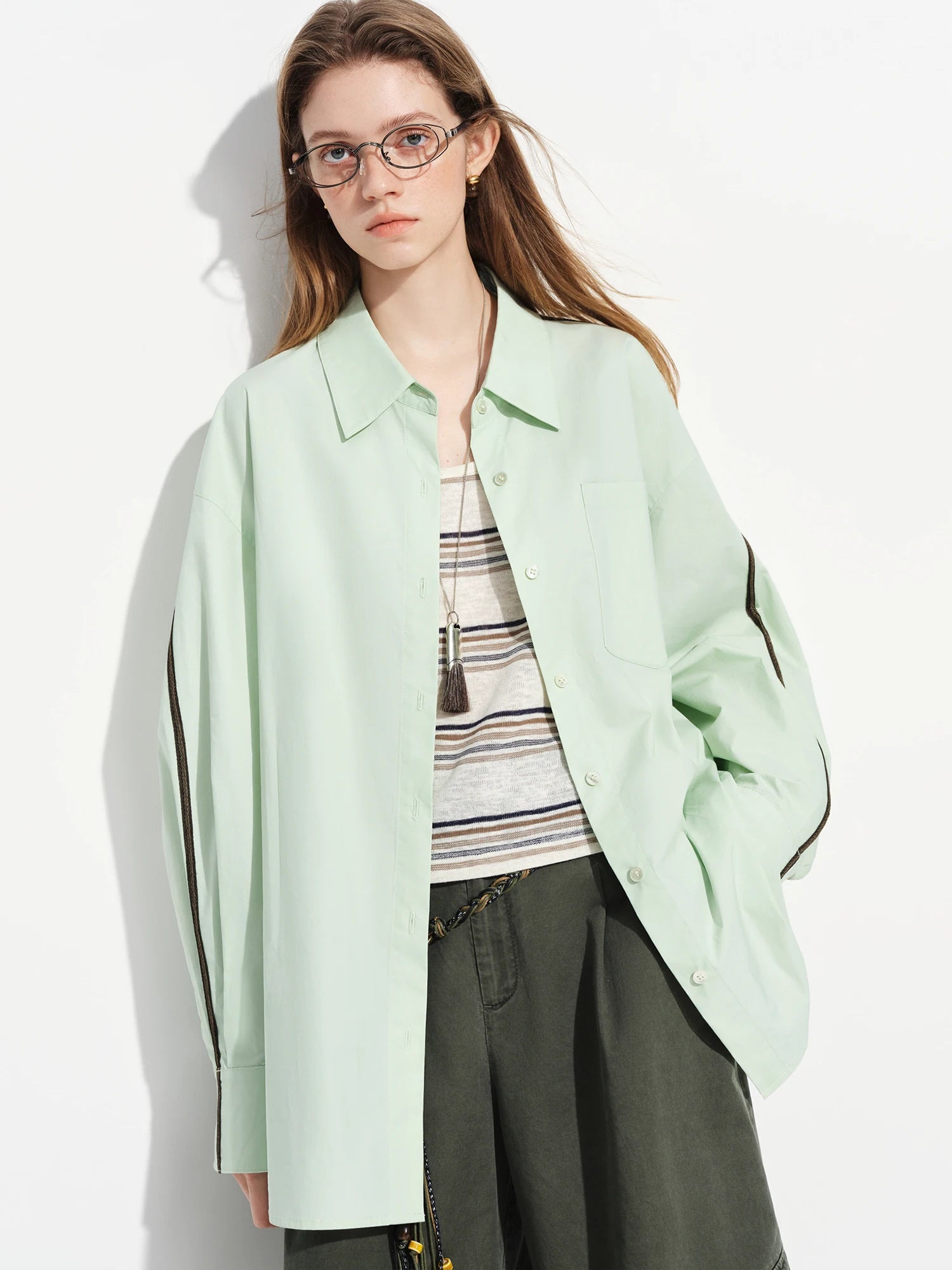 Women's Oversized Dropped Shoulder Button Front Shirt