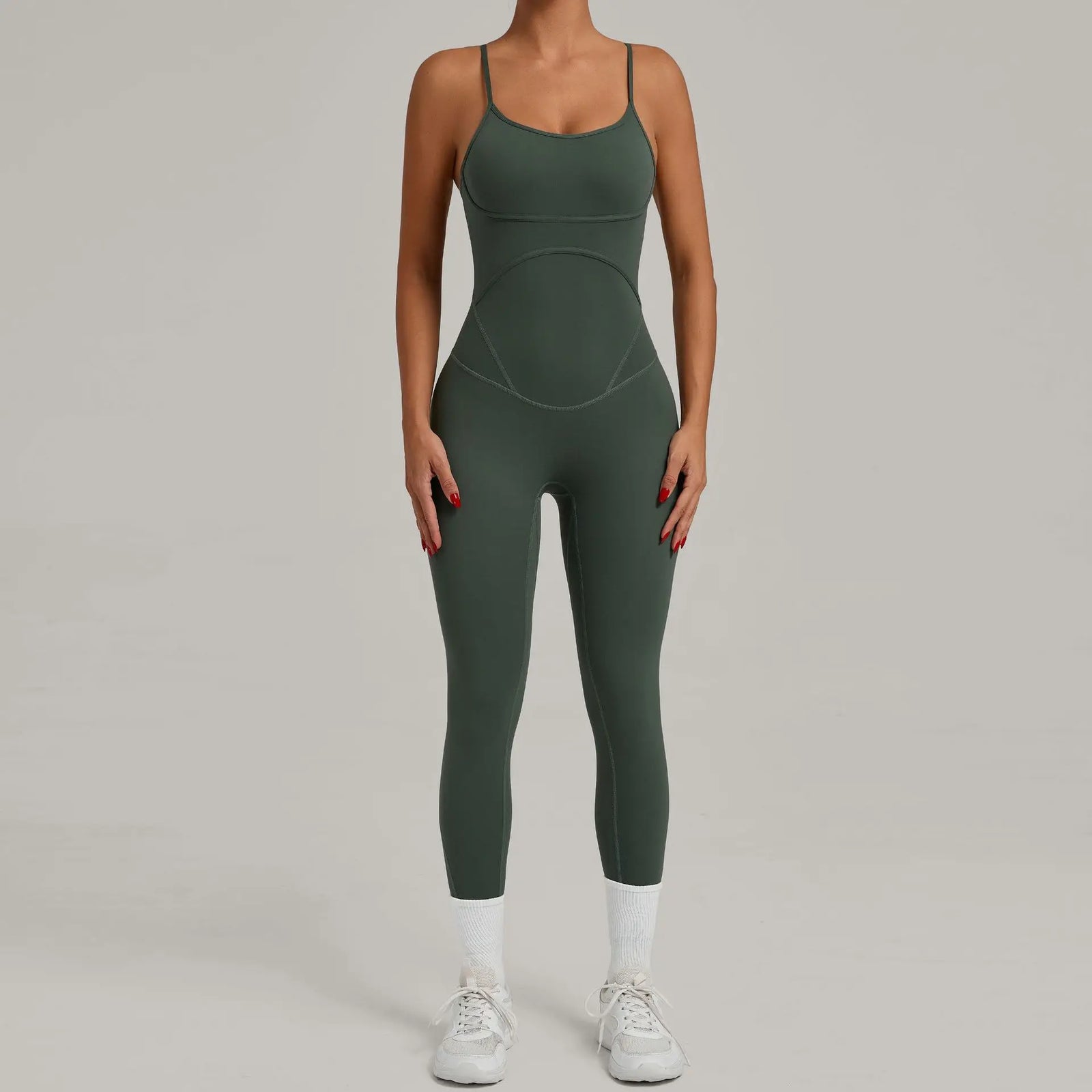 Women's Cross Back Nylon Blend Workout Jumpsuit with Thin Straps