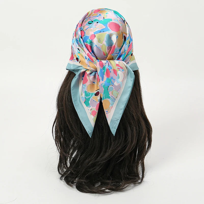 Floral Print Square Scarf for Head and Neck Styling
