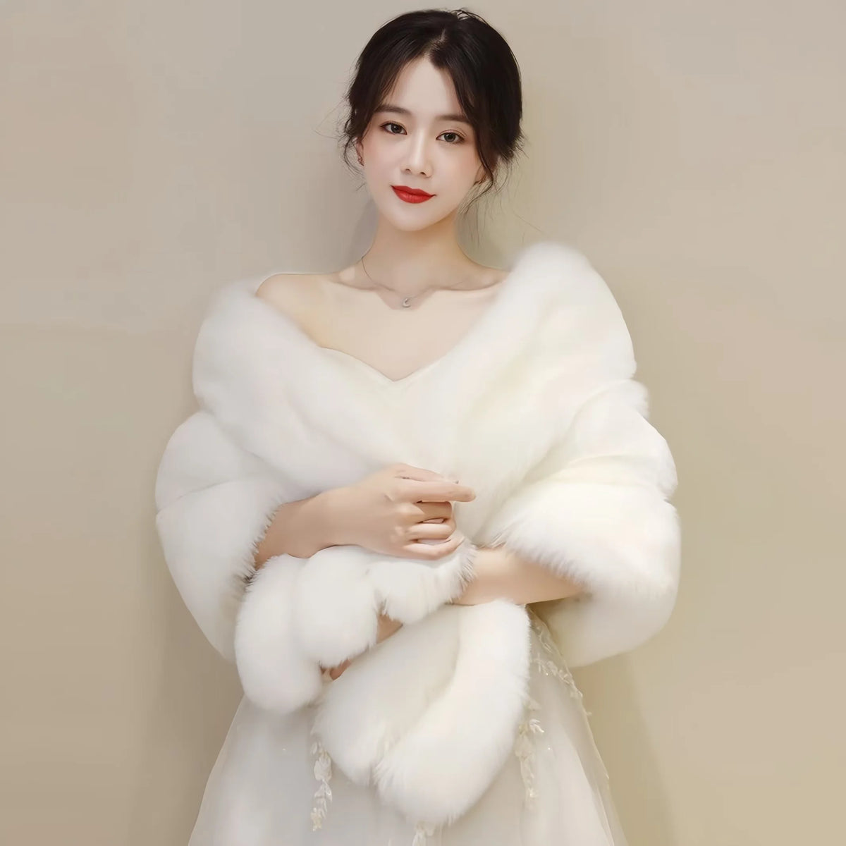 Plush Cross Front Wrap Cape for Layering over Outfits