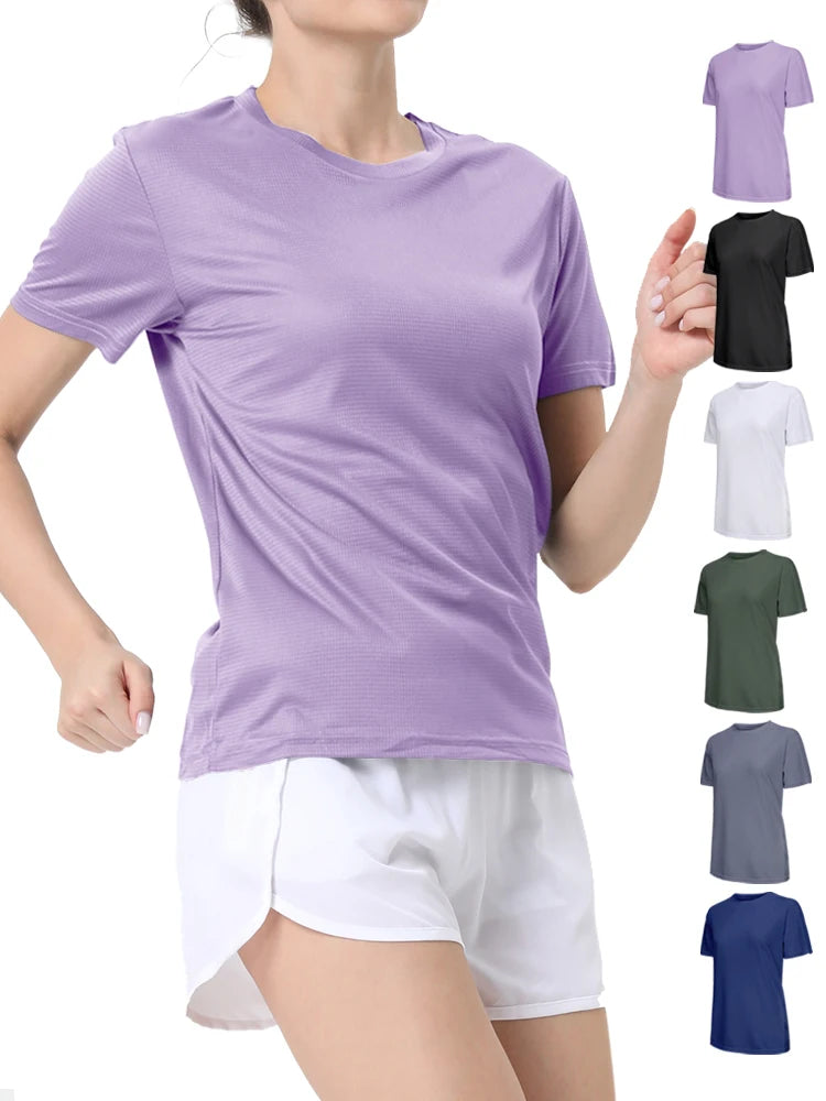 Women's Crew Neck Short Sleeve Sports T-shirt For Workout Outfits