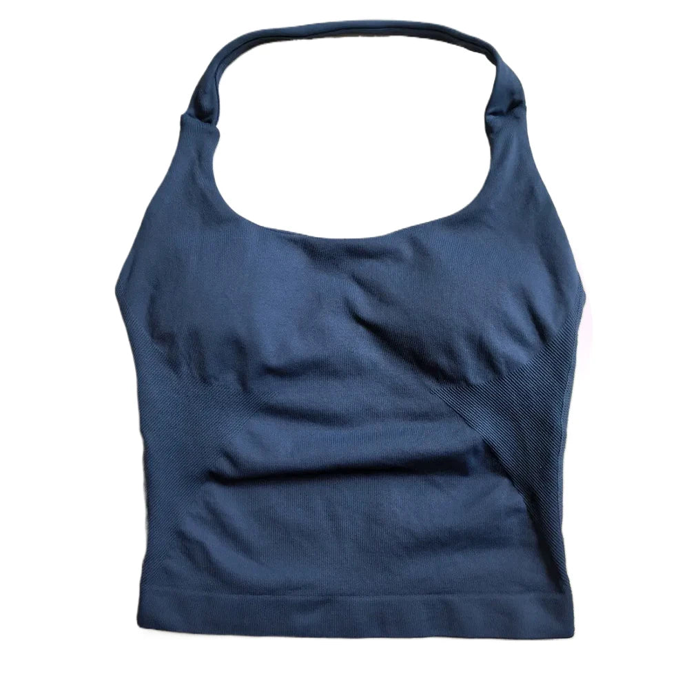 Women's Halter Neck Fitted Longline Tank Top For Workout Outfits