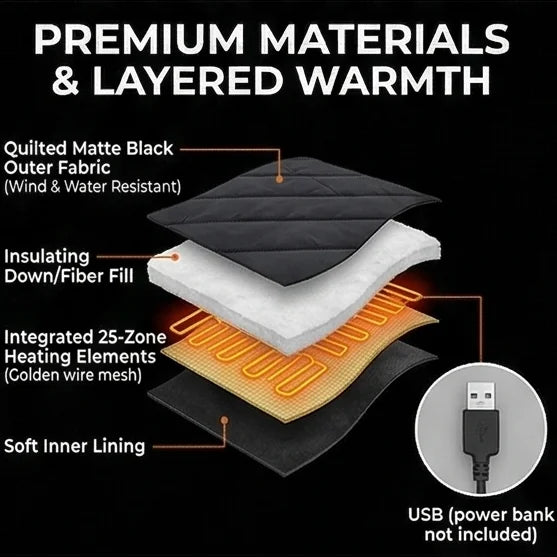 USB Heated Vest with Separate Zone Controls