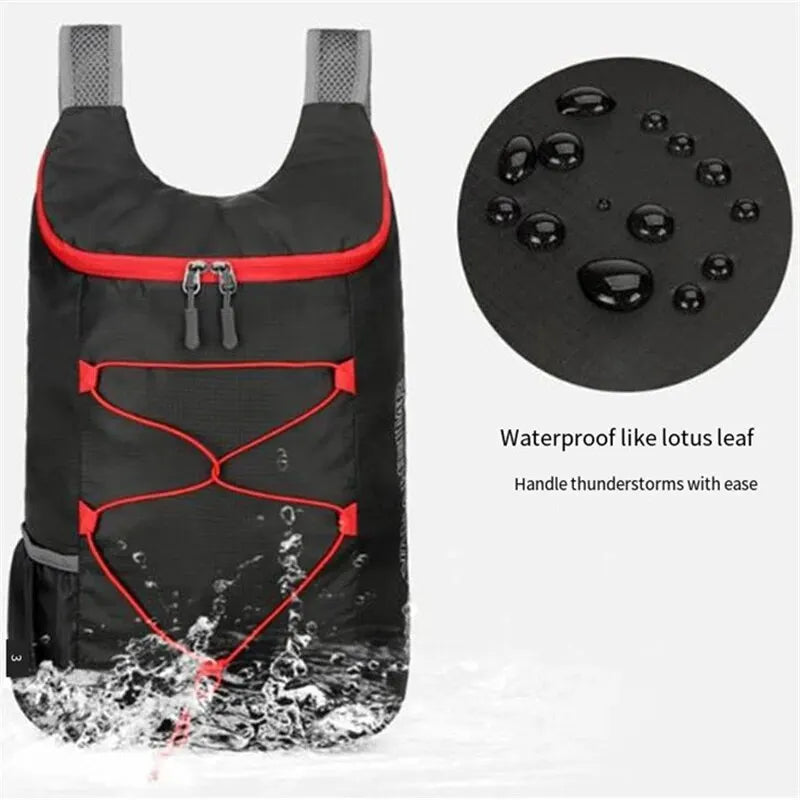 Foldable Outdoor Backpack with Front Cord and Side Pockets
