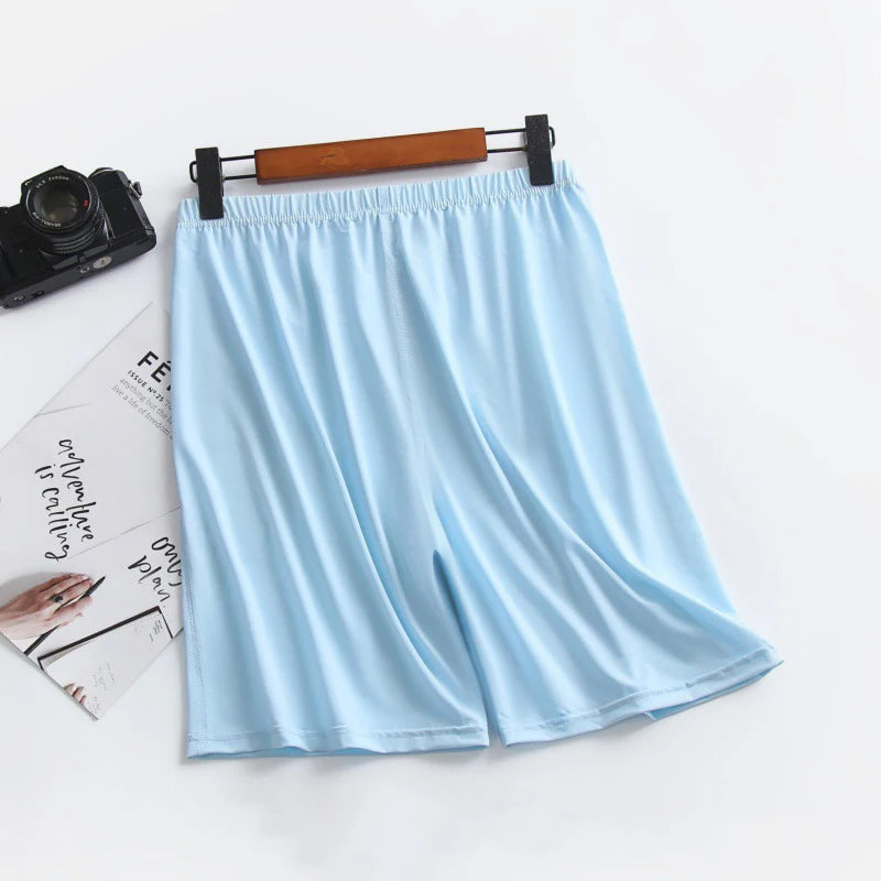 Men's Solid Elastic Waist Satin Look Lounge Sleep Shorts
