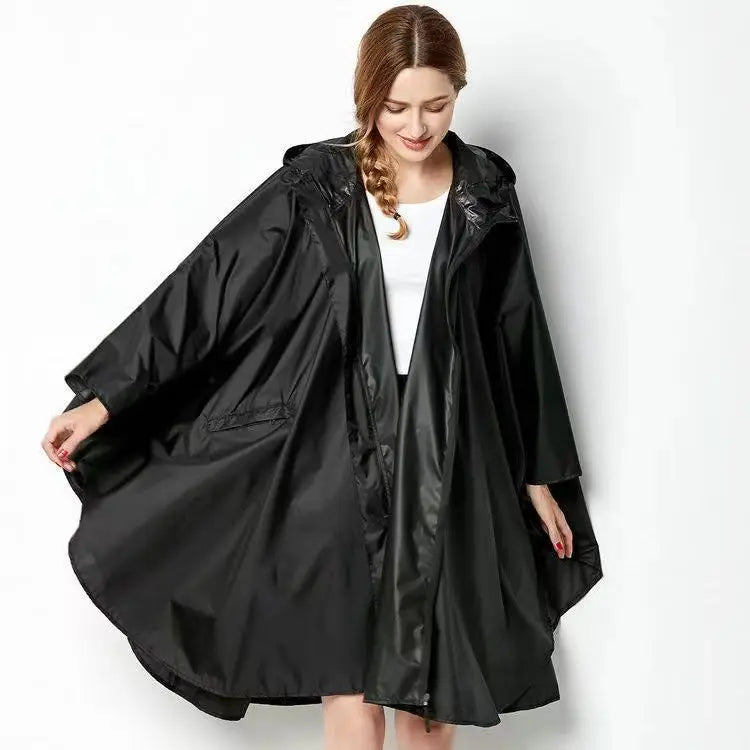 Hooded Printed Poncho for Layering over Tops and Dresses