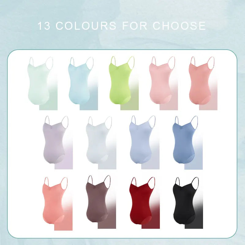 Women's Camisole Ballet Leotard with Adjustable Straps and Multiple Colour Options