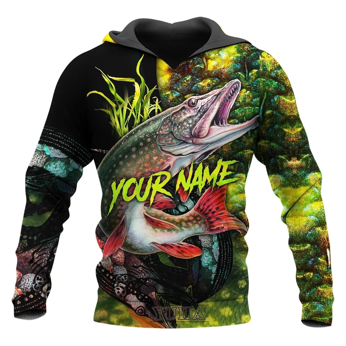 Men's Fishing-Graphic Long-Sleeve Pullover Hoodie