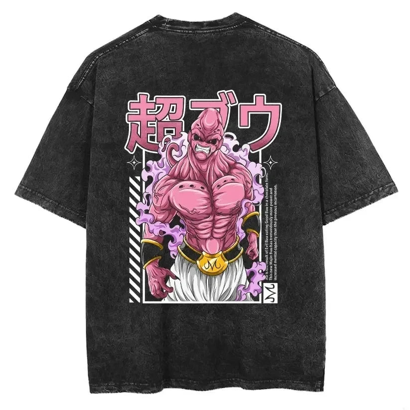 Dragon Ball Majin Buu Vintage Washed Oversized T-Shirt Cotton Streetwear Tee