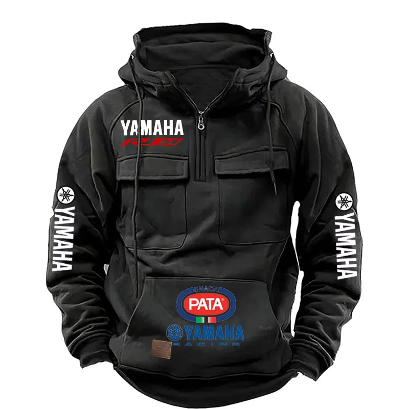 Men's Workwear-Inspired Moto-Graphic Zip-Front Hoodie