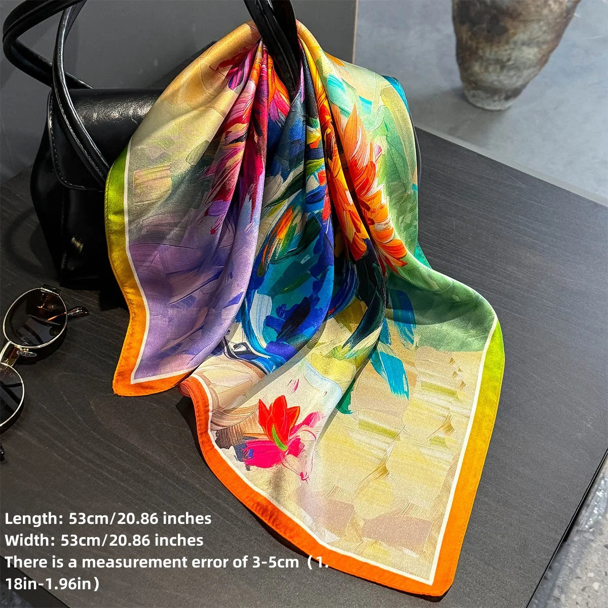 Printed Small Square Scarf for Neck and Hair Styling
