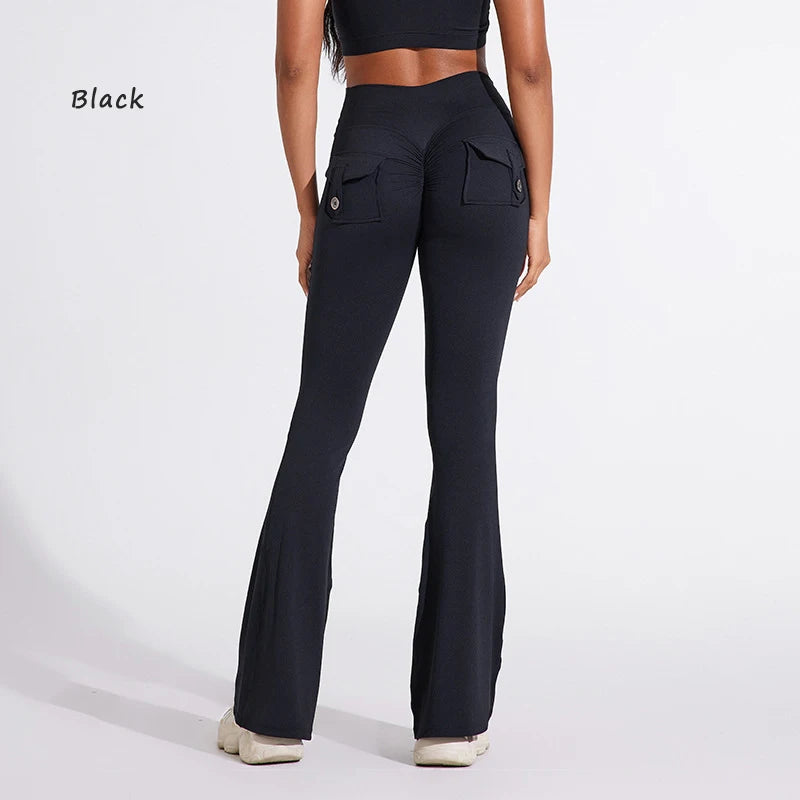 Women's Back Pocket Flared Leggings For Workout Outfits