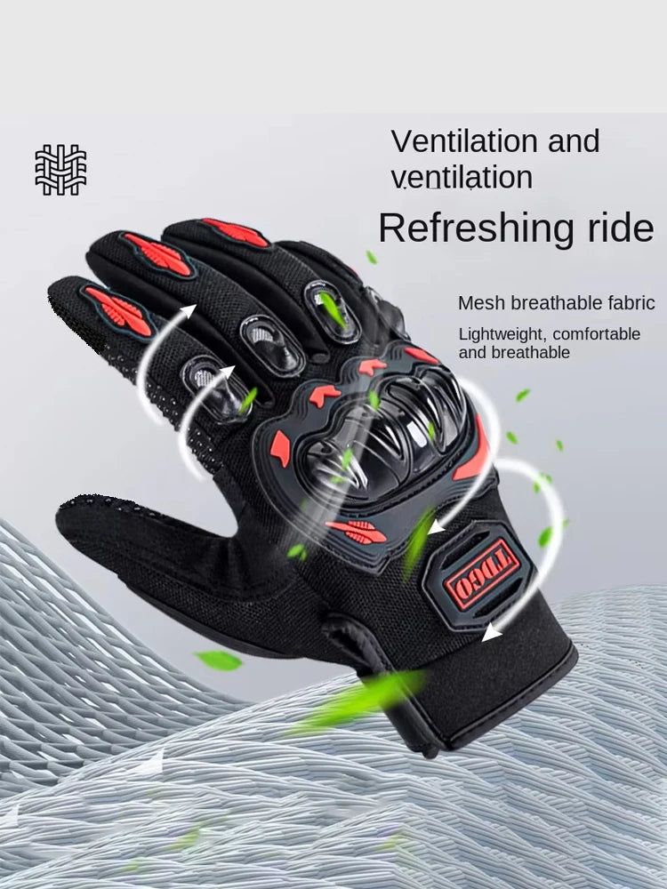 Full Finger Motorcycle Gloves with Adjustable Wrist Straps