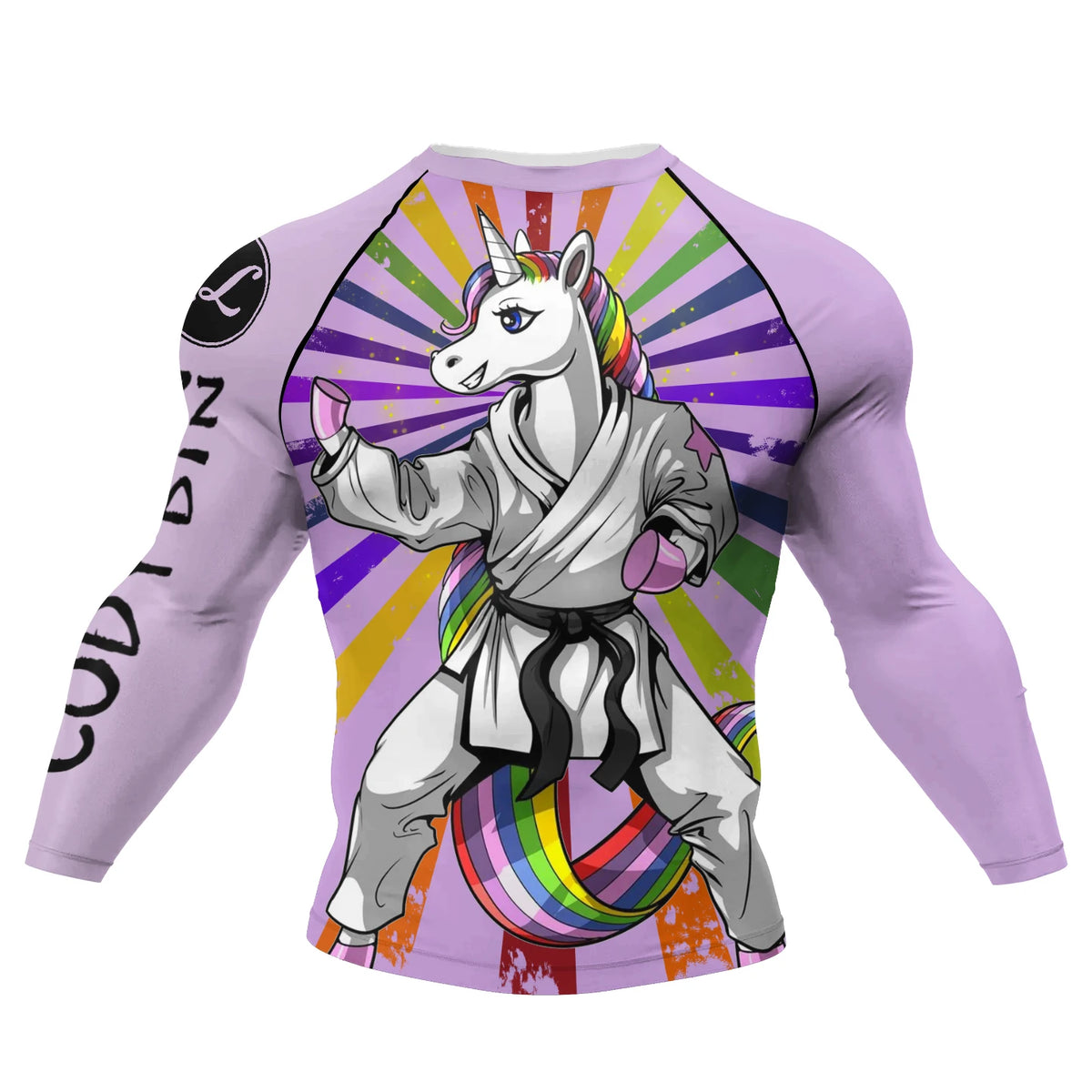 Graphic Long Sleeve Fitted Rash Guard for Training Wear