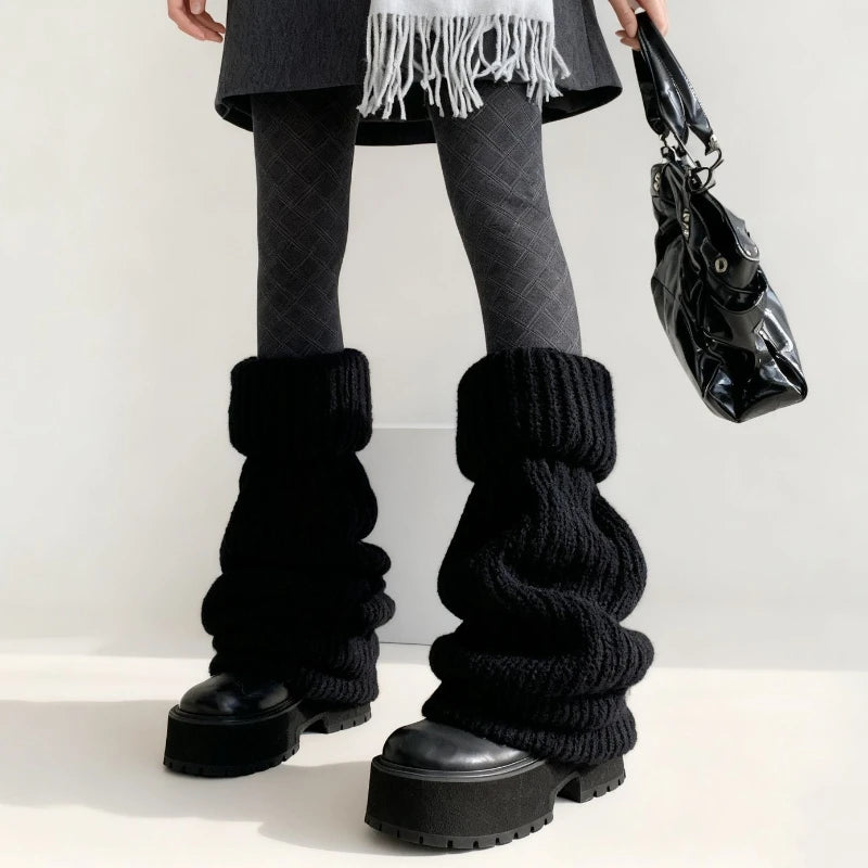 Flared Knit Leg Warmers with Slouchy Knee Length Shape