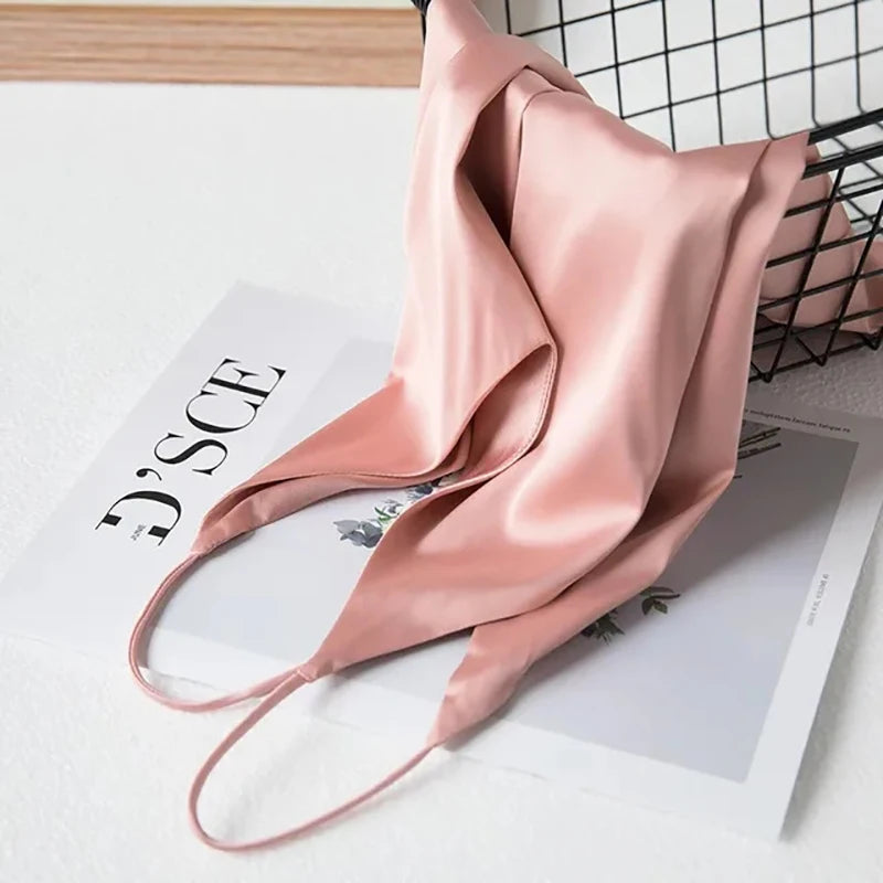 Women's V Neck Satin Silk Blend Camisole with Thin Shoulder Straps