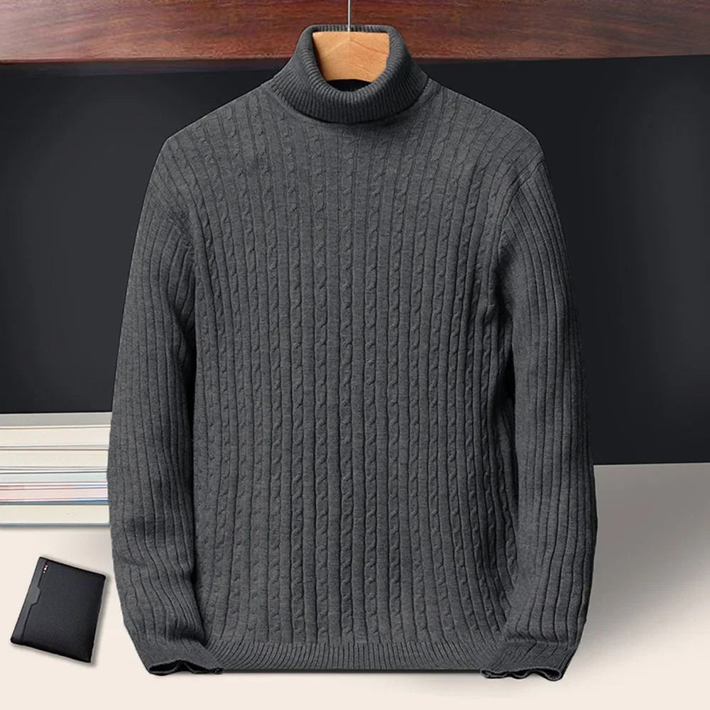 Men's Ribbed Turtleneck Long Sleeve Knit Sweater