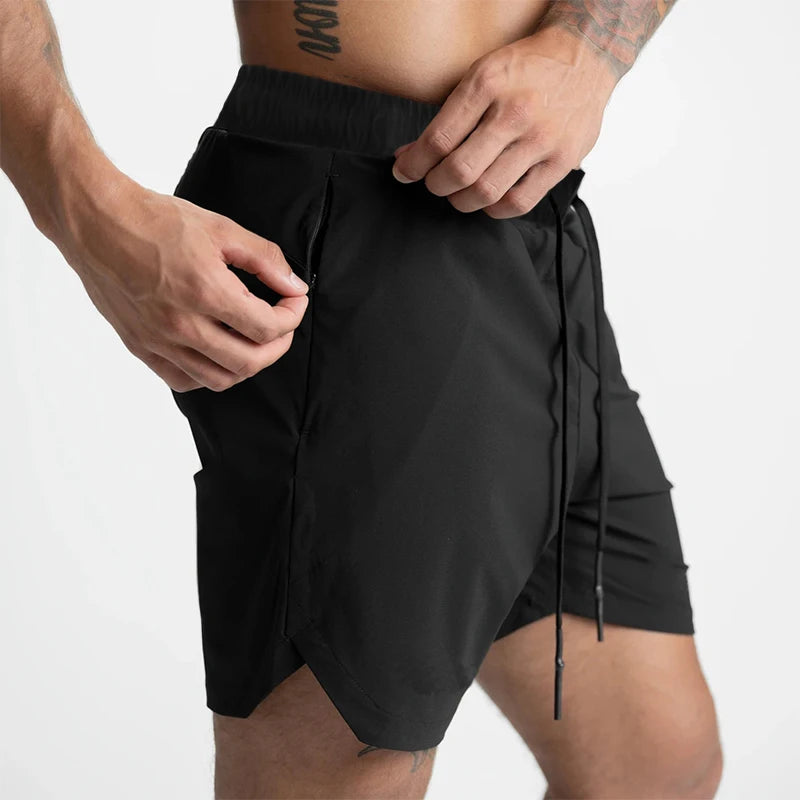 Men's Drawstring Sports Shorts with Inner Liner and Pockets