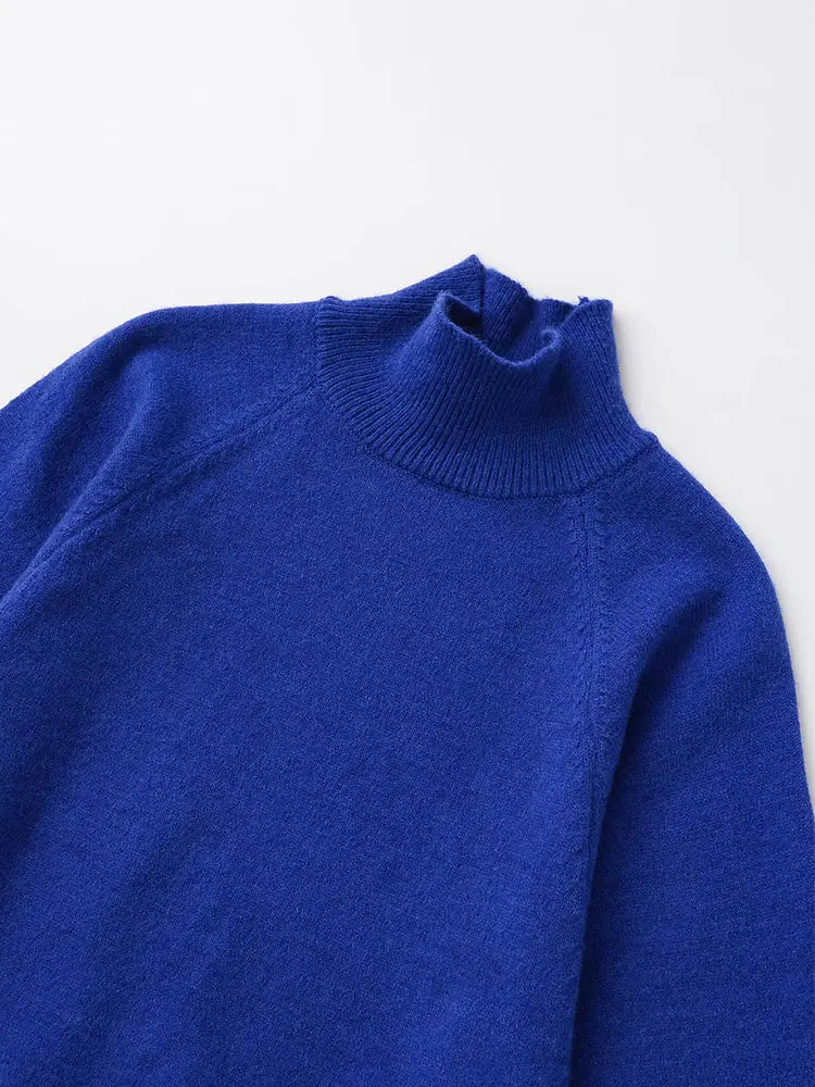 Women's Mock Neck Batwing Sleeve Sweater Casual Knit Layer