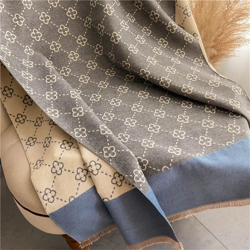 Patterned Fringed Wrap Scarf for Layering over Outfits