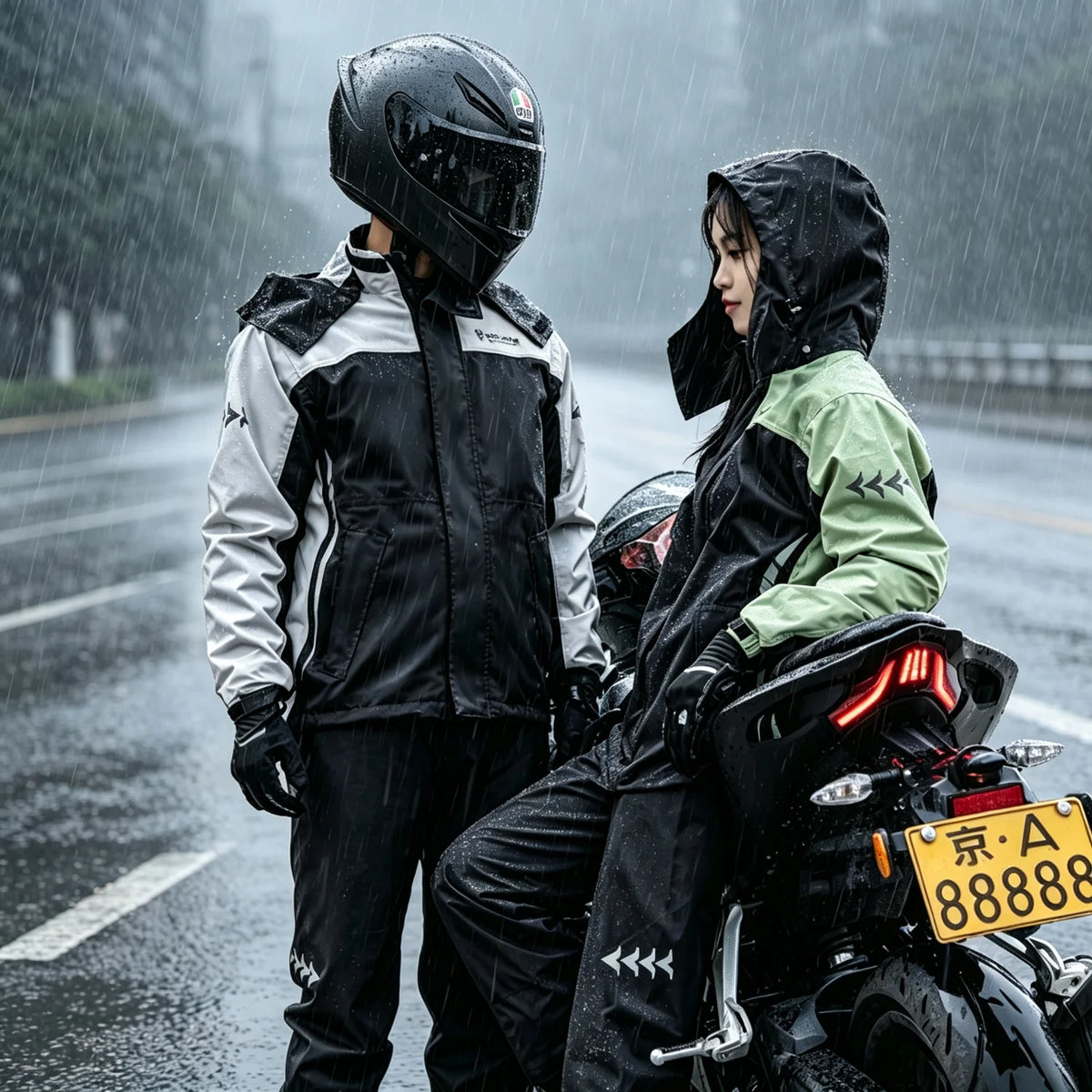 Outdoor Hooded Jacket and Trouser Clothing Set with Style Options