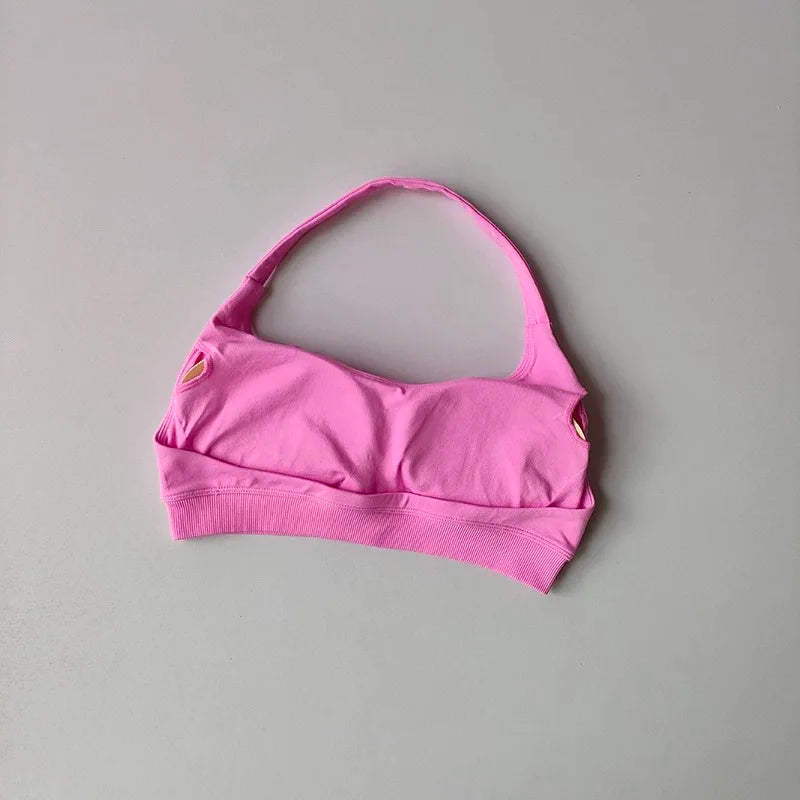 Women's Ruched Halter Neck Sports Bra