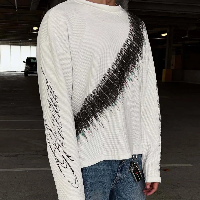 Graphic Crew Neck Long Sleeve Casual Pullover T Shirt